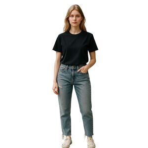 American Eagle Size 00 Short All Cotton Jean Distressed Blue Denim High Lo Waist